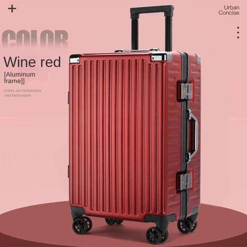 Suitcase Aluminum Frame Trunk Waterproof Man Bag Can Sit Cabin Suitcase 20 inch Female Carry-on Boarding Password Trolley Case