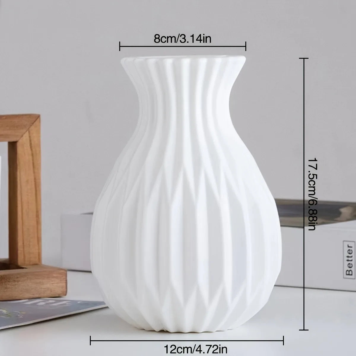 Nordic White Plastic Flower Vase, Small Hydroponic Planter for Living Room Home Decor, Modern Wedding Centerpiece Table Decorati