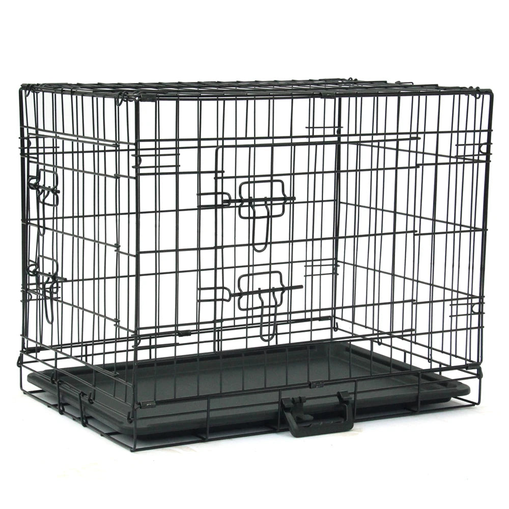 24" Pet Kennel Cat Dog Folding Steel Crate Animal Playpen Wire Metal