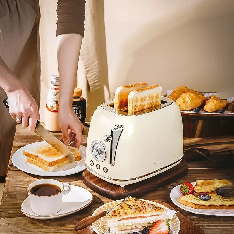 Retro Toaster Oven Toaster Home Automatic Heating Multifunction Breakfast Machine Nourriture Home Meal Prep News Cutlery