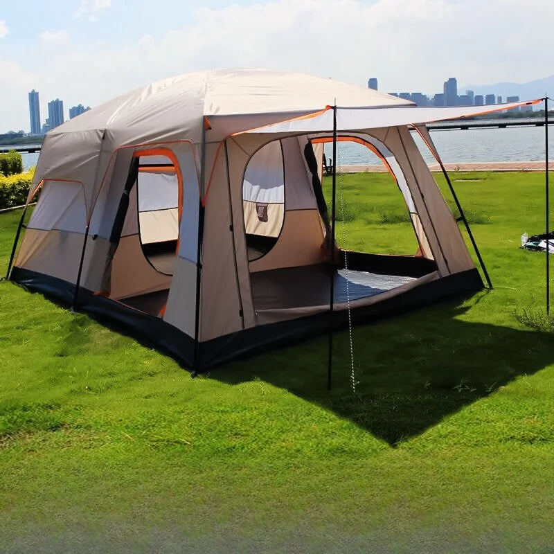 Medium Size 5-8Persons 1Sleeping Room 1Hall Tent Double Layers Outdoor Camping Tourist Family Rainproof Sunscreen Luxury Pergola