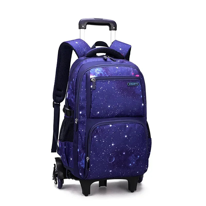 Kids School Bag With Wheels Rolling Backpack for Boy Wheeled School Bag 6 Wheels Trolley Bookbag Carry on Luggage with Lunch Bag