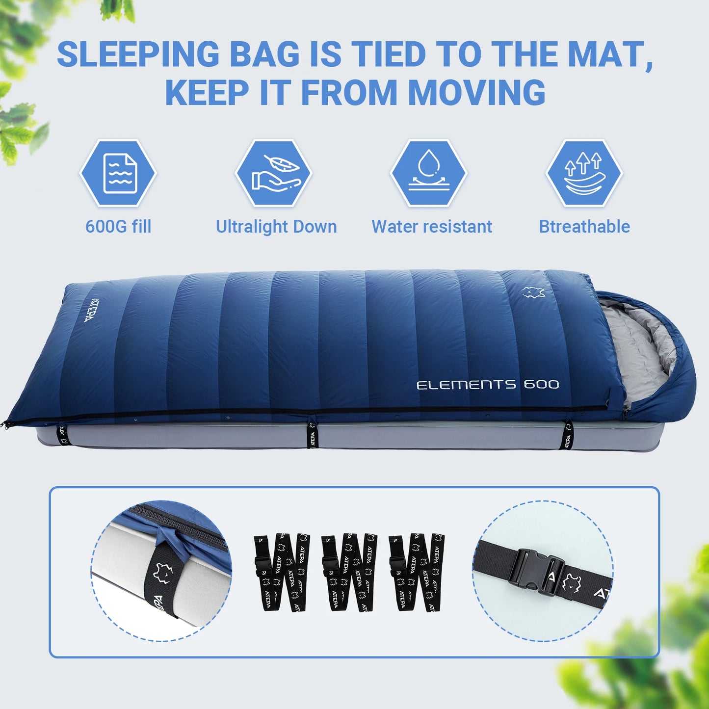 ATEP Single envelope hooded sleeping bag down sleeping bag, camping trekking, enlarged widened warm and waterproof