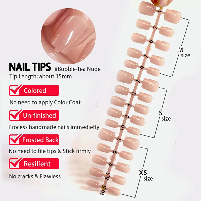 30 pcs Jelly Blusher Press on Nails with 1 Jelly Gel Set Nude Pink French Wearable Acrylic Fake Nails Full Cover Flase Nail Tips