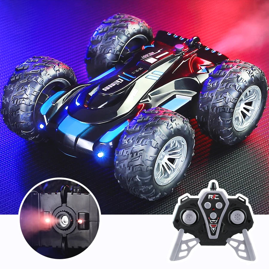 RC spray car 2.4G double-sided stunt with lights Children's toys direct charging compatible external charging