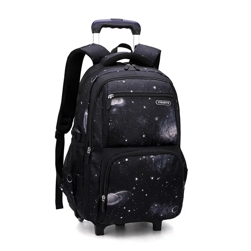 Kids School Bag With Wheels Rolling Backpack for Boy Wheeled School Bag 6 Wheels Trolley Bookbag Carry on Luggage with Lunch Bag