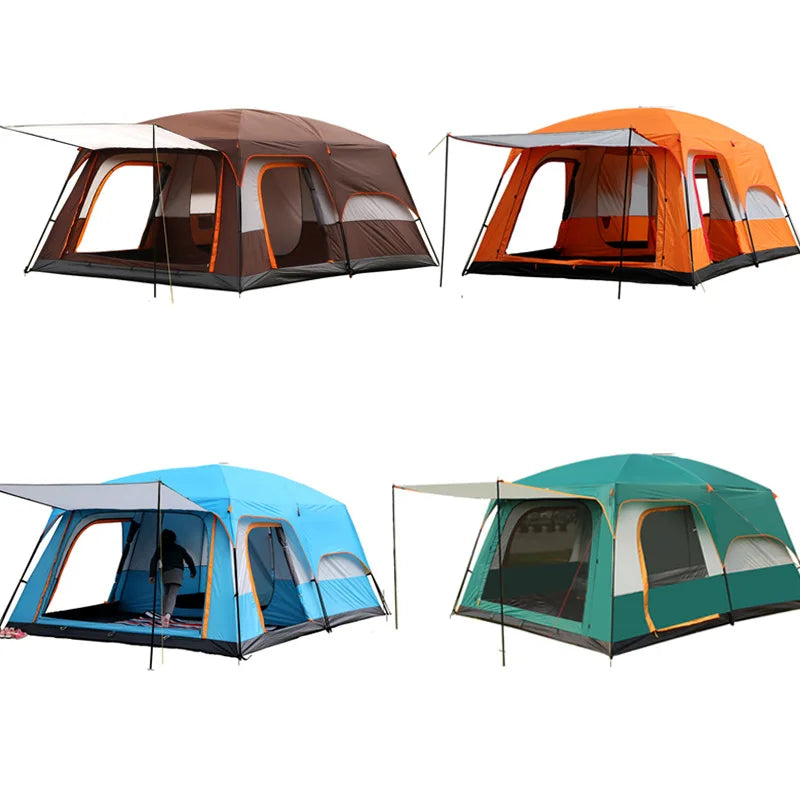 Medium Size 5-8Persons 1Sleeping Room 1Hall Tent Double Layers Outdoor Camping Tourist Family Rainproof Sunscreen Luxury Pergola