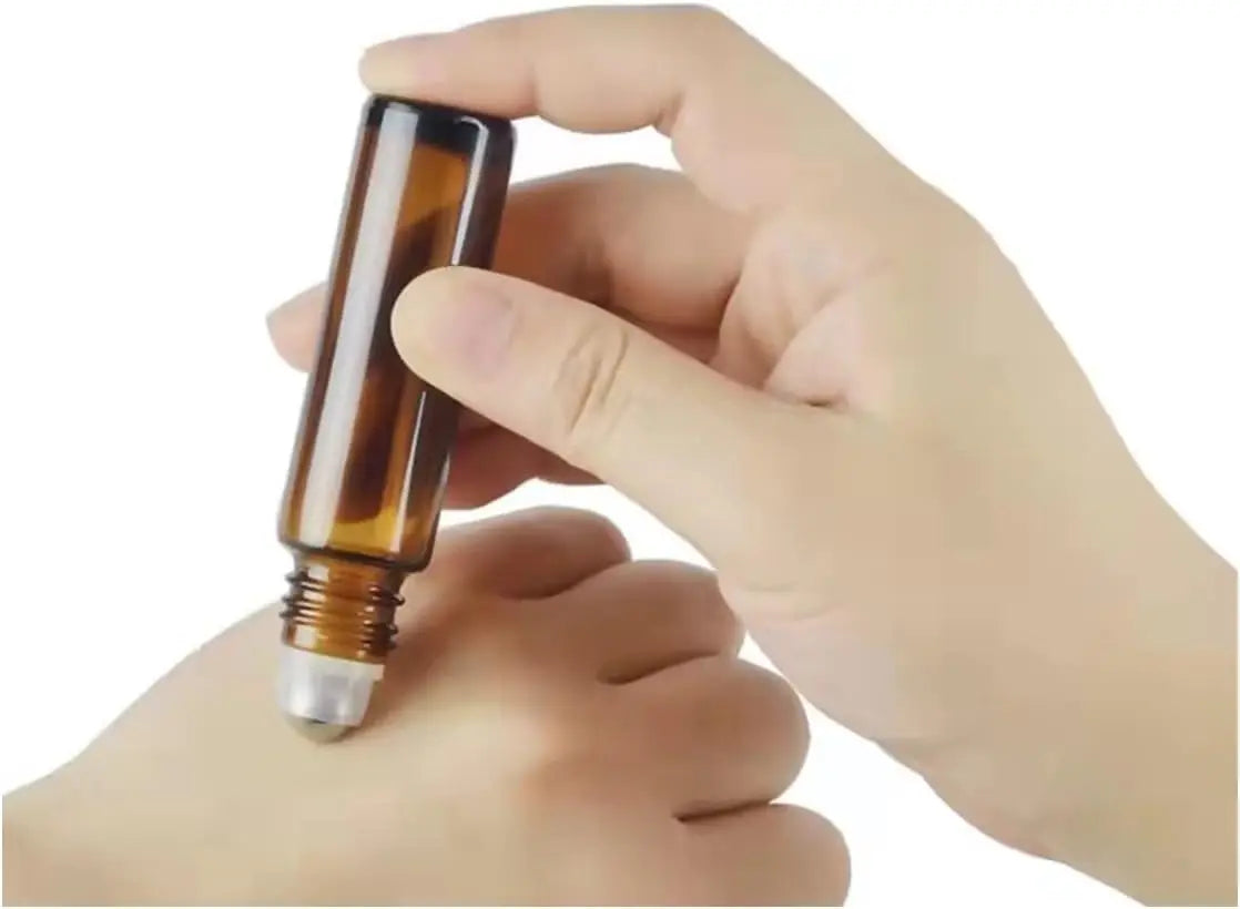 10PC 1/2/3/5/10ML  Empty Amber Roll on Glass Bottles Pulse Essential Oil Roller Ball Makeup Tools Refillable Liquid Container