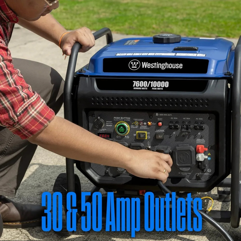 Outdoor Power Equipment 10000 Peak Watt Portable Open Frame Inverter Generator, Remote Electric Start,Gas Powered