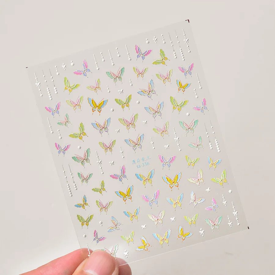 1Sheet Shell Light Nail Sticker 5D Cute Jelly Dream Water Bubble Dolphin Sticker Press On Nails Japanese Nail Decorations Decals