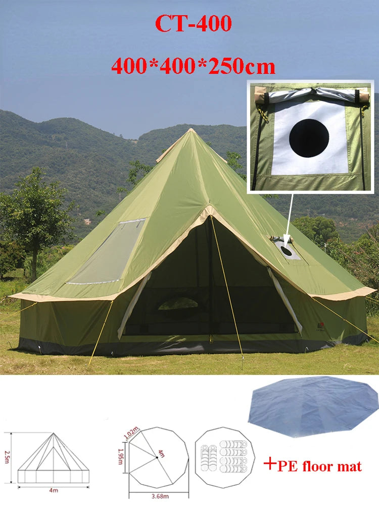 6-10Persons Glaming Luxury Mongolia Yurt Family Travel Hiking Antistorm Outdoor Camping Castle Tent Silver Coated UV Function