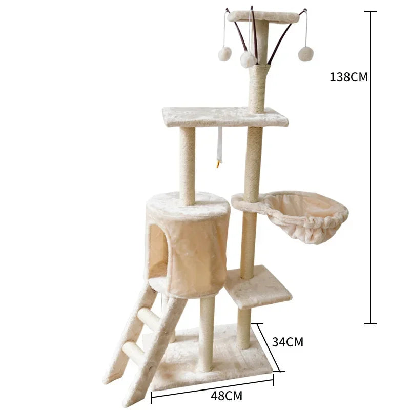 Hot Sale and High Quality Manufacturer  Plush Cat Tree Large Climbing Frame Scratcher Components Wood Cat Tree House tower