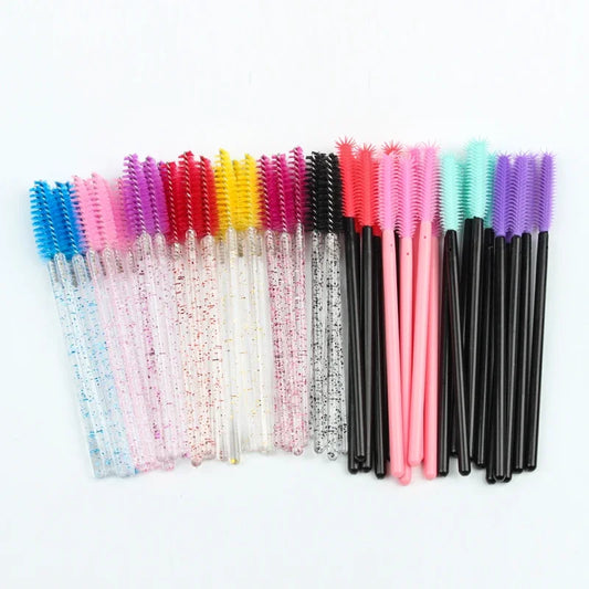 HOT 5/25/50pcs Lashes Brush Wholesale Mascara Wands Applicator Crystal Eyelash Brushes False Eyelashes Extensions Makeup Tools