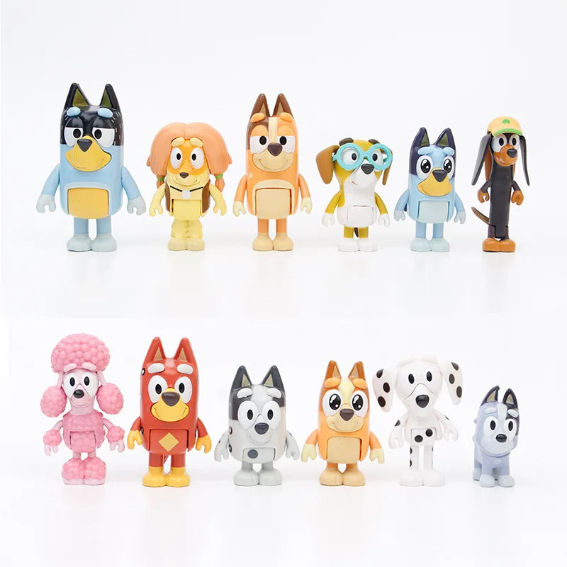 8/12pcs Bluey Model Ornaments Bingo Joint Toy Mini Pvc Character Ornaments Christmas Children's Toys Gifts Holiday Gift Model