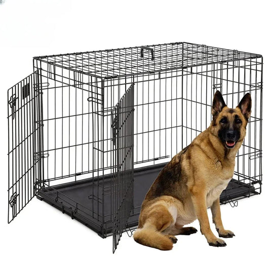 48'' Foldable Collapsible Metal Large Xxl Dog Cage Metal Kennels, Stackable Dog Cages For Large Dog, Wholesale Dog Crate