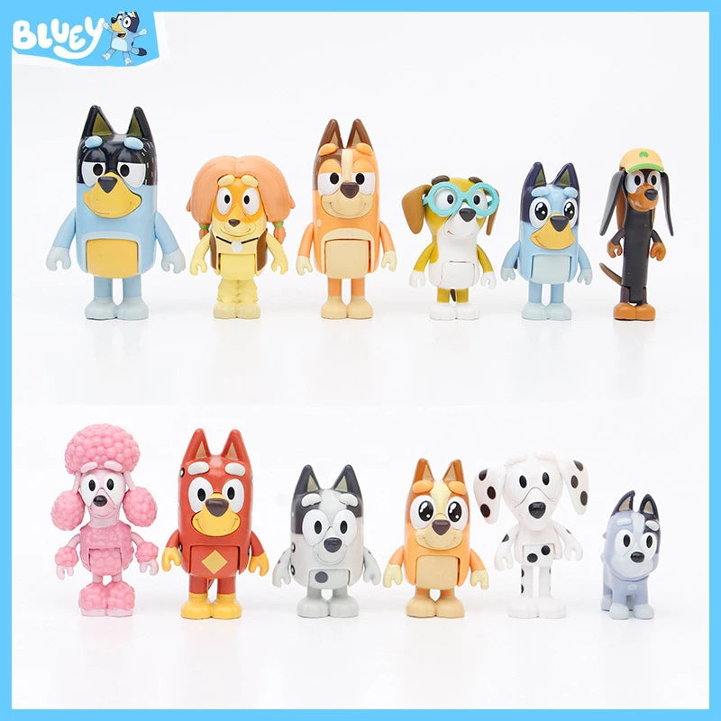 8/12pcs Bluey Model Ornaments Bingo Joint Toy Mini Pvc Character Ornaments Christmas Children's Toys Gifts Holiday Gift Model