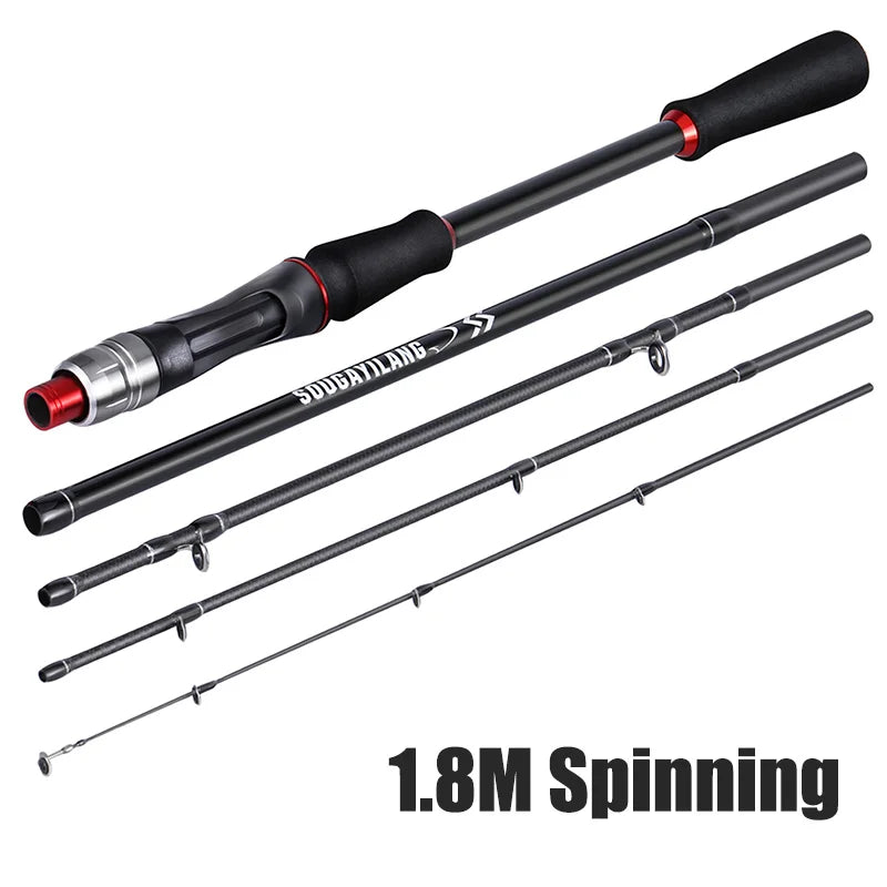 Sougayilang 1.8m 2.1m Lure Fishing Rod Carbon Fiber Spinning Casting Fishing Rod Bait Weight 10-30g Travel Fishing Pole Pesca