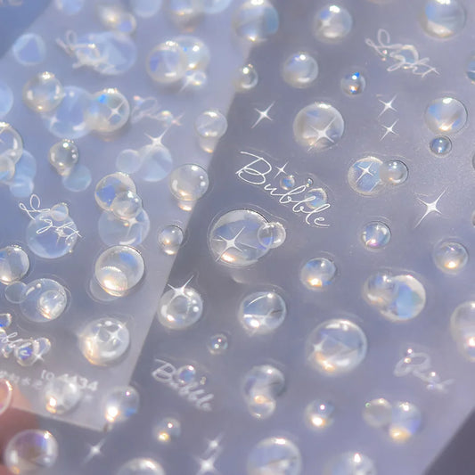 1Sheet Shell Light Nail Sticker 5D Cute Jelly Dream Water Bubble Dolphin Sticker Press On Nails Japanese Nail Decorations Decals