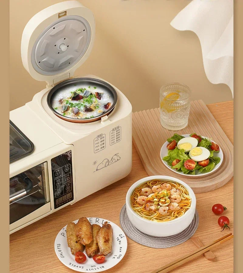 220V Multifunctional Breakfast Machine 4-in-1 Fried Hot Pot Electric Oven Household Rice Cooker Toaster Sandwich  Machine