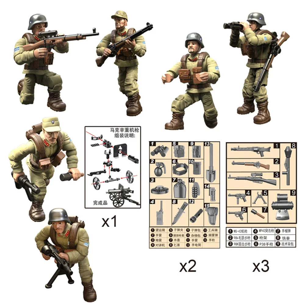 2024 World War 2 WW2 Army Military Soldiers SWAT Special Force Figures Model Building Blocks Bricks Children's Toys Gift