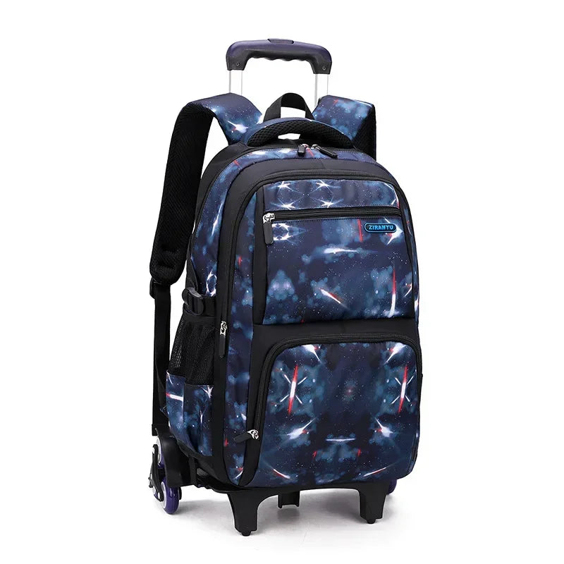 Kids School Bag With Wheels Rolling Backpack for Boy Wheeled School Bag 6 Wheels Trolley Bookbag Carry on Luggage with Lunch Bag