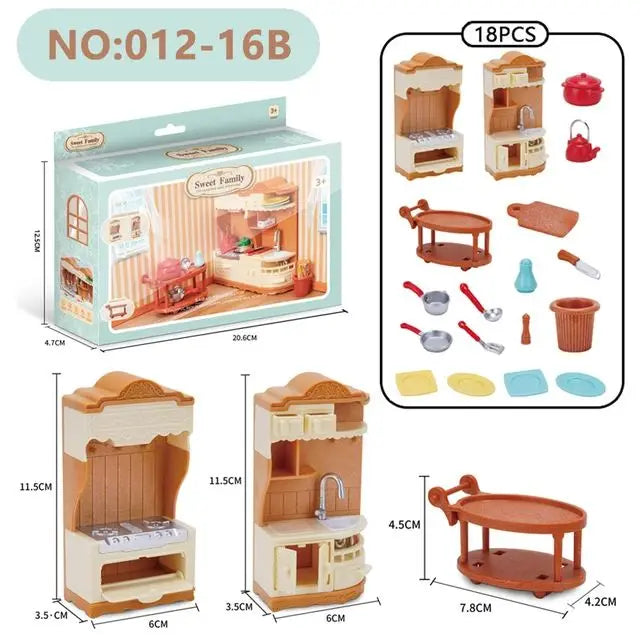 Forest Animal Family Dollhouse Furniture Mini Refrigerator Toys Simulation Food Children's Toys Dollhouse Miniature Kitchen Play