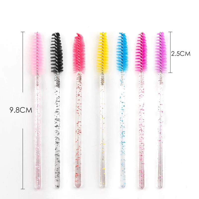 HOT 5/25/50pcs Lashes Brush Wholesale Mascara Wands Applicator Crystal Eyelash Brushes False Eyelashes Extensions Makeup Tools