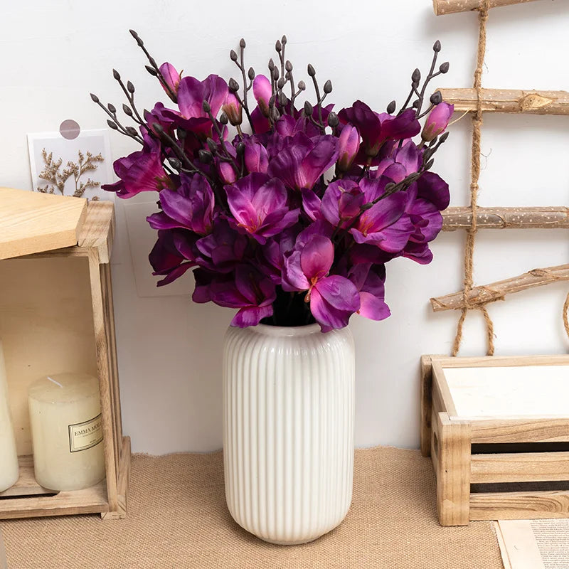 High Quality Artificial Bouquet Magnolia Christmas Home Decoration Fake Floral Wedding Arrangement DIY Party Vase Accessories