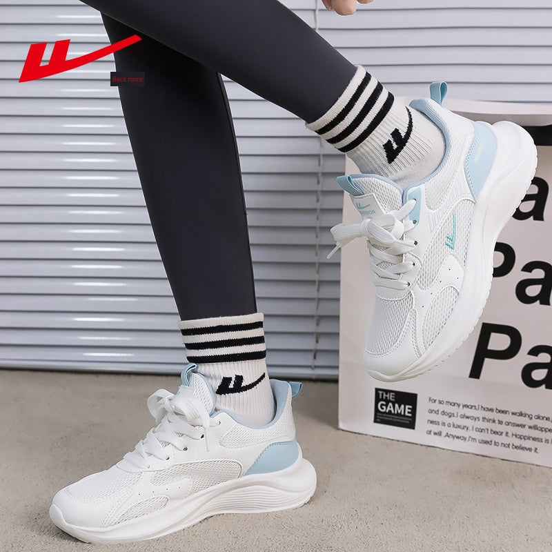 Warrior Women's Shoes Sneaker 2025 Summer New Arrival Breathable Mesh Surface Casual White Shoes Soft Bottom Shock Absorption Comfortable Running Shoes