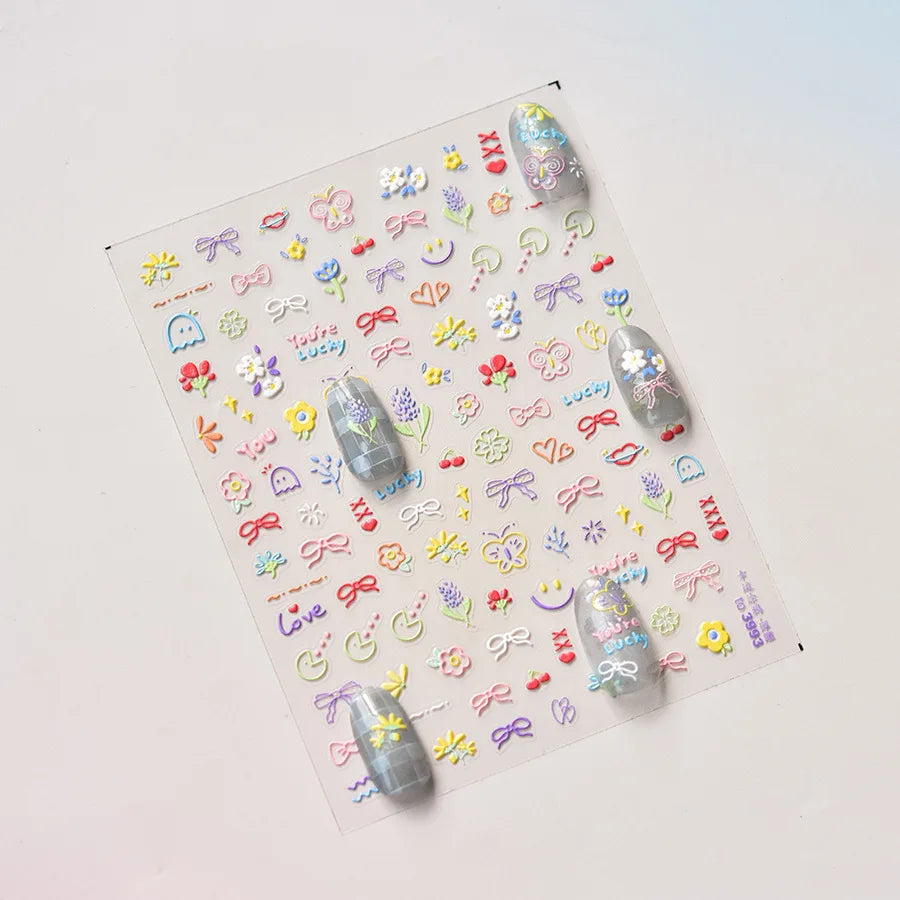 1Sheet Shell Light Nail Sticker 5D Cute Jelly Dream Water Bubble Dolphin Sticker Press On Nails Japanese Nail Decorations Decals