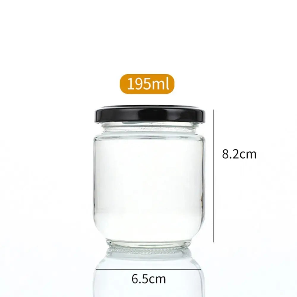 1Pcs with Black Airtight Lids Glass Jar Kitchen Round Mason Jar Food Storage 100ml 150ml 195ml 240ml Canning Containers