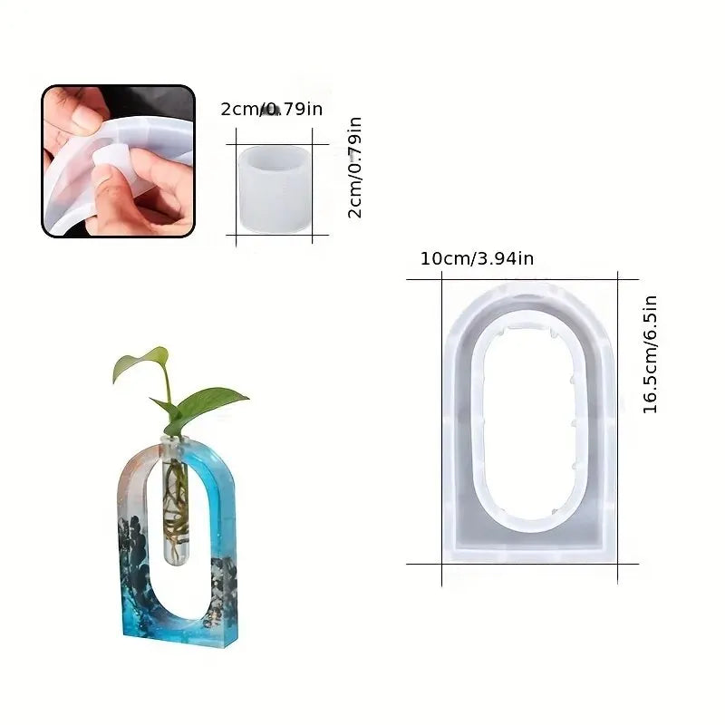 DIY Arched Flower Pot Silicone Mold Rectangular Round Craft Gift Hydroponics Vase Making Plaster Resin Casting Molds Home Decor