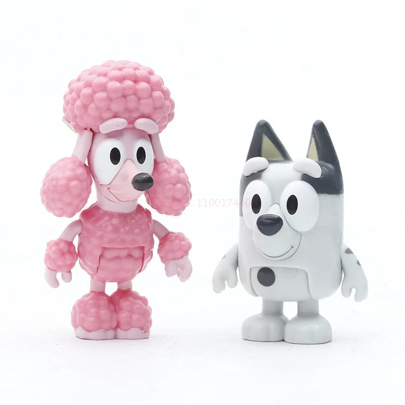 8/12pcs Bluey Model Ornaments Bingo Joint Toy Mini Pvc Character Ornaments Christmas Children's Toys Gifts Holiday Gift Model
