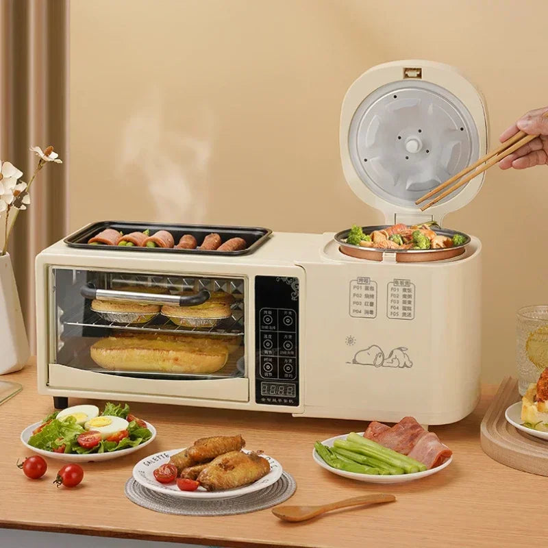 220V Multifunctional Breakfast Machine 4-in-1 Fried Hot Pot Electric Oven Household Rice Cooker Toaster Sandwich  Machine