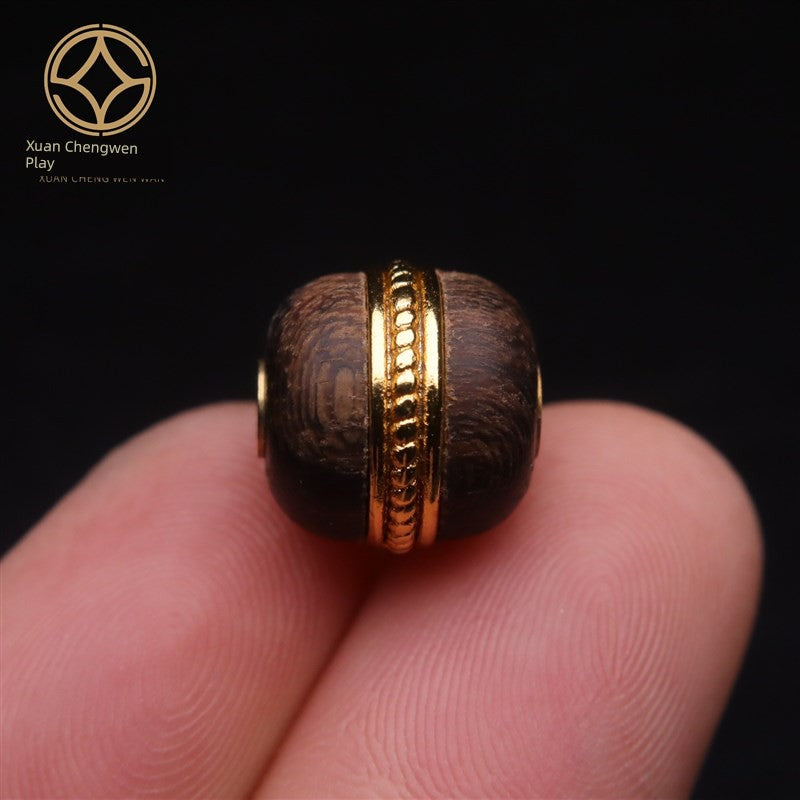 Ancient Style Gold Accessories Natural Eaglewood Old Inlaid Barrel Beads Rub Gold Scattered Beads Diqy Crafts Ornament Accessories Accessories