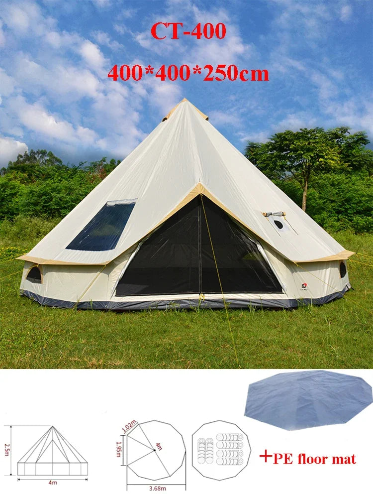 6-10Persons Glaming Luxury Mongolia Yurt Family Travel Hiking Antistorm Outdoor Camping Castle Tent Silver Coated UV Function