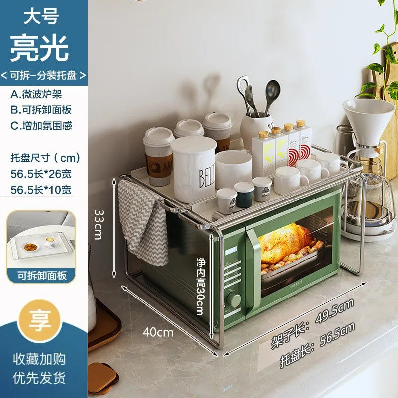 Coffee Machine Shelf Oven Air Fryer Storage Rack Kitchen Shelves No Drilling Home Storage Organizer Kitchen Bathroom Accessories