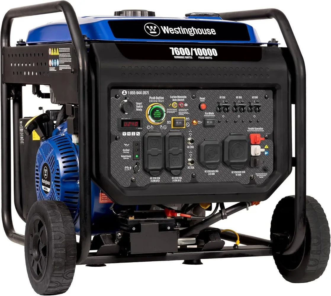 Outdoor Power Equipment 10000 Peak Watt Portable Open Frame Inverter Generator, Remote Electric Start,Gas Powered