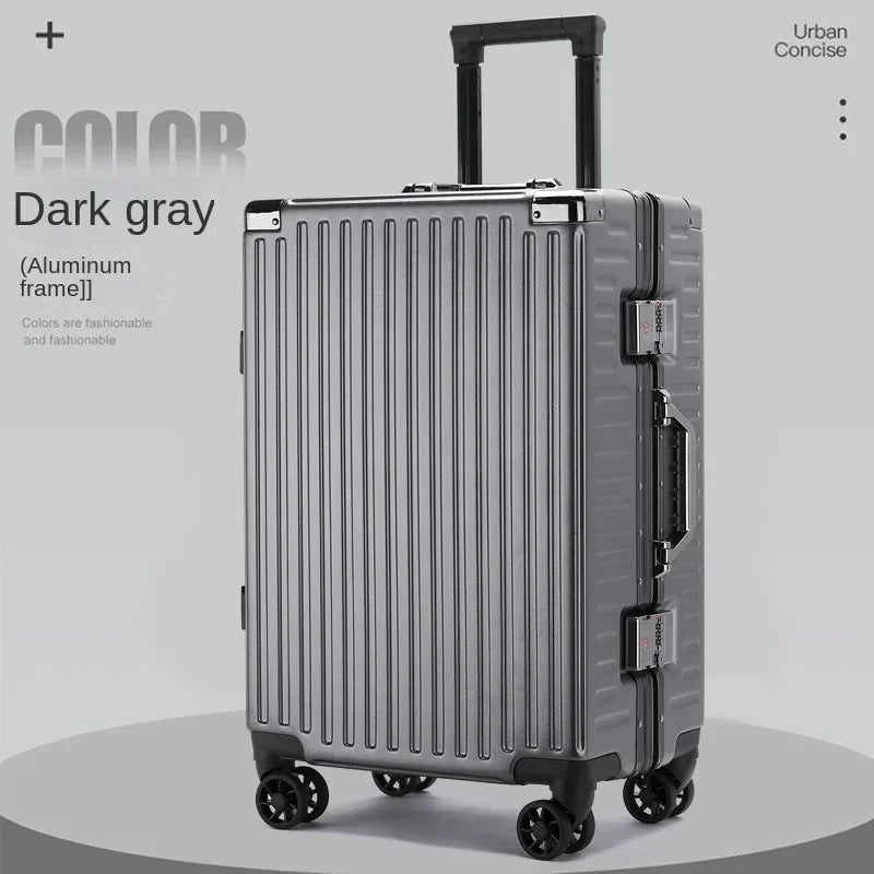 Suitcase Aluminum Frame Trunk Waterproof Man Bag Can Sit Cabin Suitcase 20 inch Female Carry-on Boarding Password Trolley Case