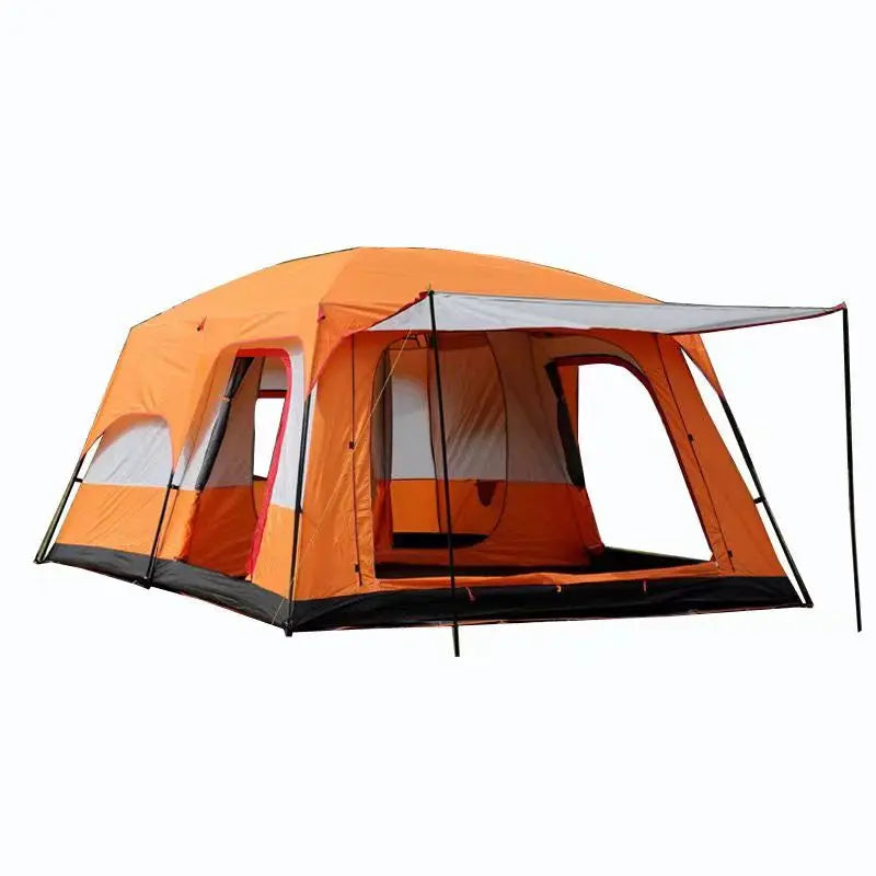 Outdoor Camping Double layered Luxury Tent Large Family Tent, 5-8 People Waterproof and Sunscreen Two Bedroom and One Bedroom