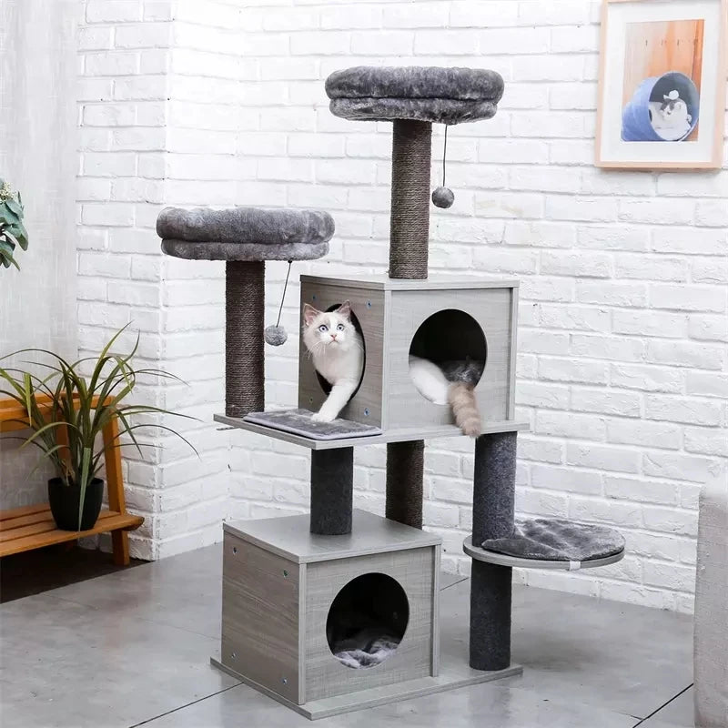 Canada Hot Sale Cat Tree Tower With Two Condos Scratching Post For Large Cats