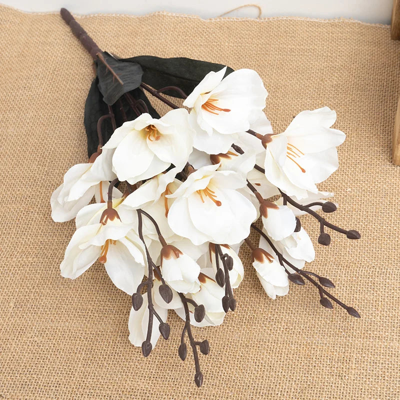 High Quality Artificial Bouquet Magnolia Christmas Home Decoration Fake Floral Wedding Arrangement DIY Party Vase Accessories