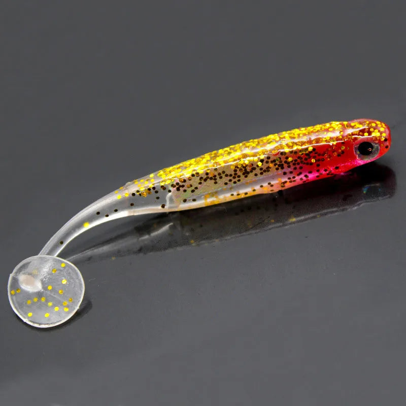 2pcs/lot 7cm/9cm 2g/5g Wobbler Fishing Lure Rainbow Shiner Bait T Tail Bionic Soft Silicon Artificial Realistic Fishing Tackle