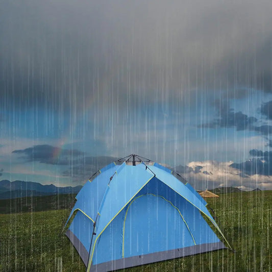 2-3 Person Dual-Layer Hydraulic Automatic Tent - Easy Setup Outdoor Camping Shelter in Blue