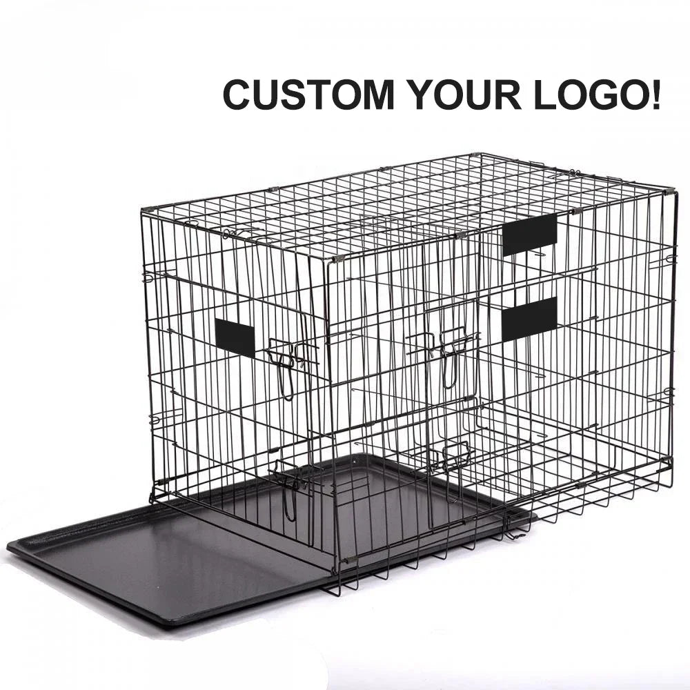 48'' Foldable Collapsible Metal Large Xxl Dog Cage Metal Kennels, Stackable Dog Cages For Large Dog, Wholesale Dog Crate