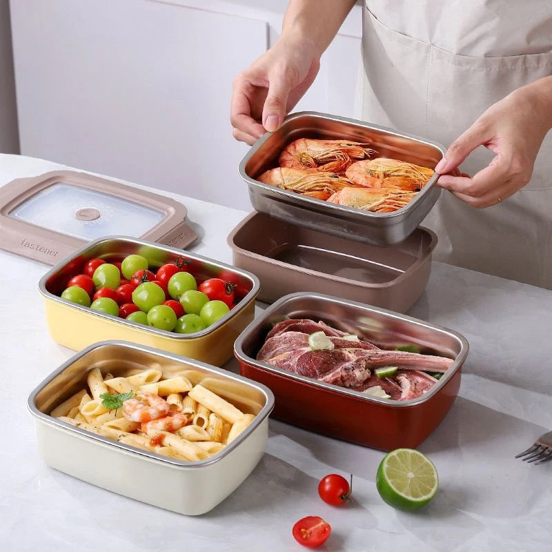 1000ml 316 Stainless Steel Insulated Fresh-Keeping Meal Prep Food Storage Containers Bento Lunch Box Microwave Heated Portable