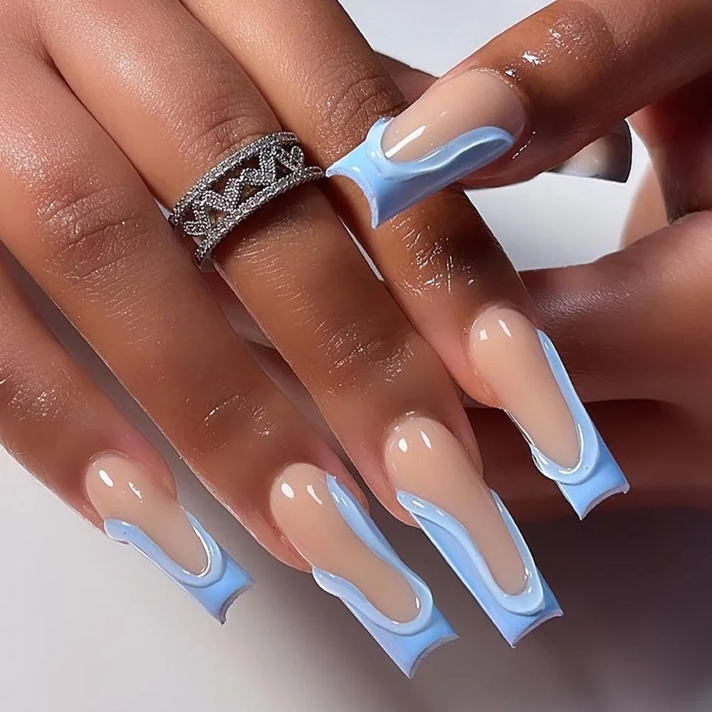 24Pcs Leopard Print Design False Nails with Bow Rhinestone Long Square Press on Nails Wearable French Ballet Fake Nail Tips
