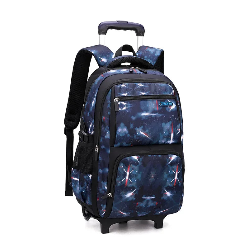 Kids School Bag With Wheels Rolling Backpack for Boy Wheeled School Bag 6 Wheels Trolley Bookbag Carry on Luggage with Lunch Bag