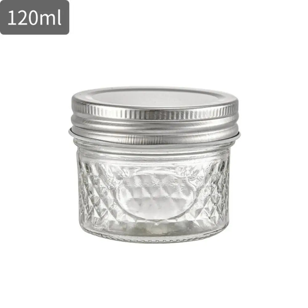 Transparent Mason Jar Diamond Pattern Labelable Glass Sealed Bottle 120ml/250ml/280ml/350ml/450ml/650ml Glass Jam Juice Bottle