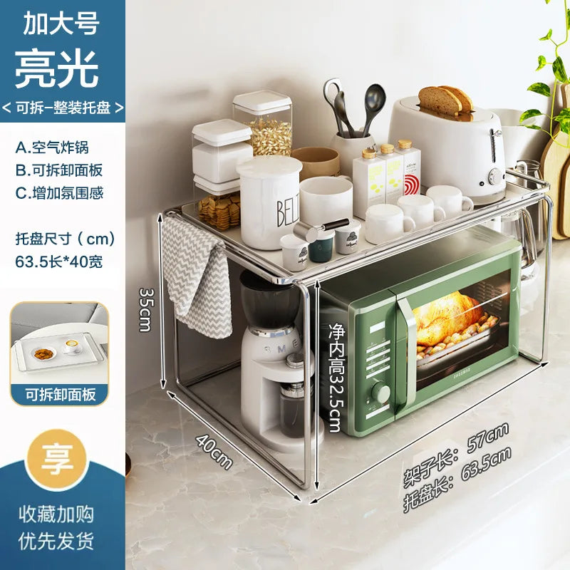 Coffee Machine Shelf Oven Air Fryer Storage Rack Kitchen Shelves No Drilling Home Storage Organizer Kitchen Bathroom Accessories